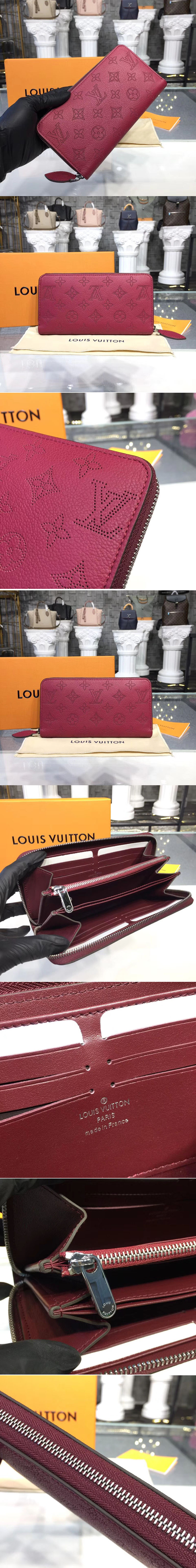 Replica Louis Vuitton M61868 LV Mahina Leahter Zippy Wallet Red