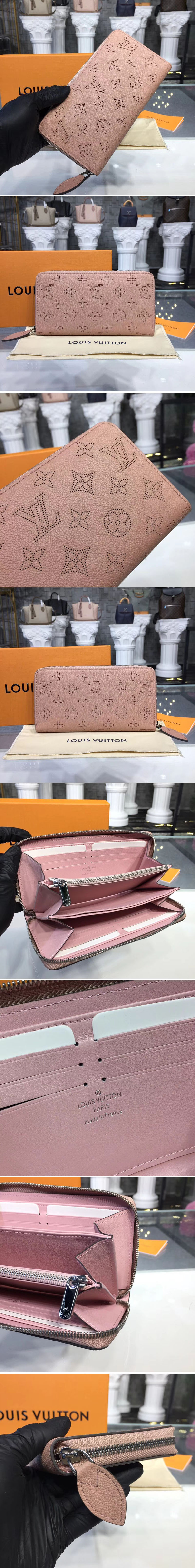 Replica Louis Vuitton M61868 LV Mahina Leahter Zippy Wallet Magnolia