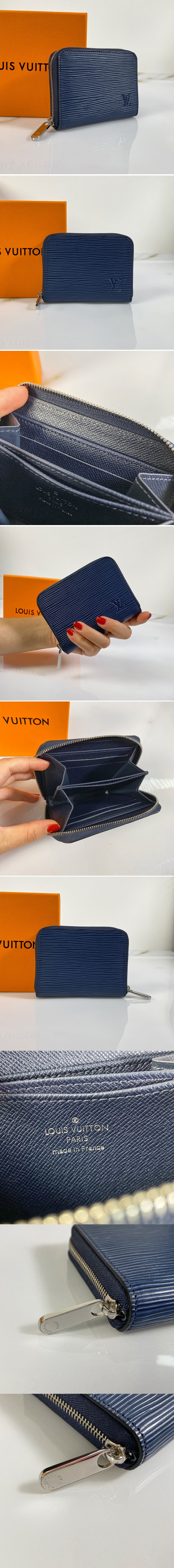 Replica Louis Vuitton M60152 LV Zippy coin purse in Blue Epi Leather