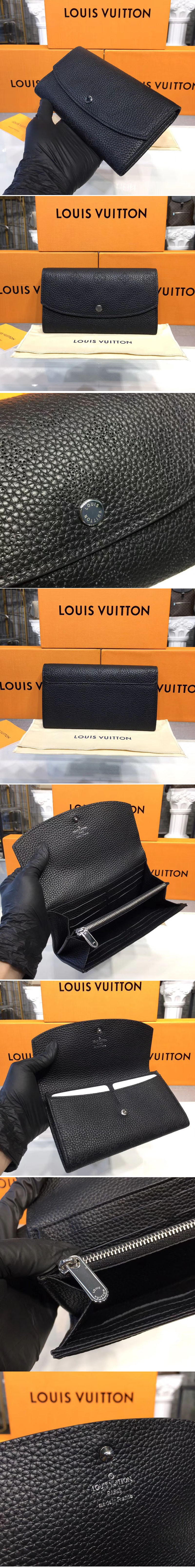 Replica Louis Vuitton M60143 LV Mahina Leather Iris Wallet Black