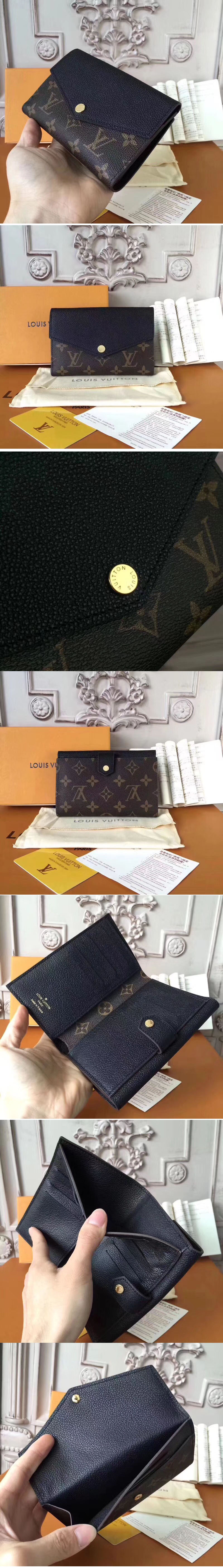 Replica Louis Vuitton M60990 LV Pallas Compact Wallet Monogram Canvas Black