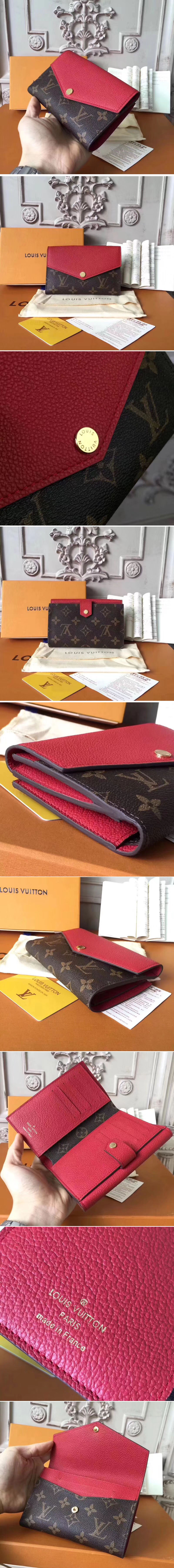 Replica Louis Vuitton M60140 LV Pallas Compact Wallet Monogram Canvas Red