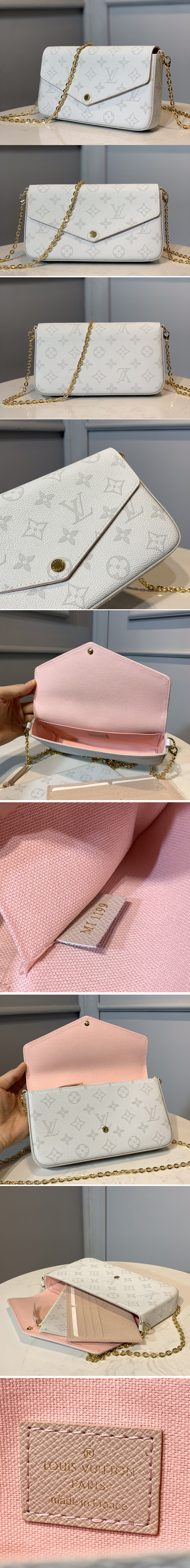 Replica Louis Vuitton M61276 LV Pochette Felicie Bag in White Monogram canvas