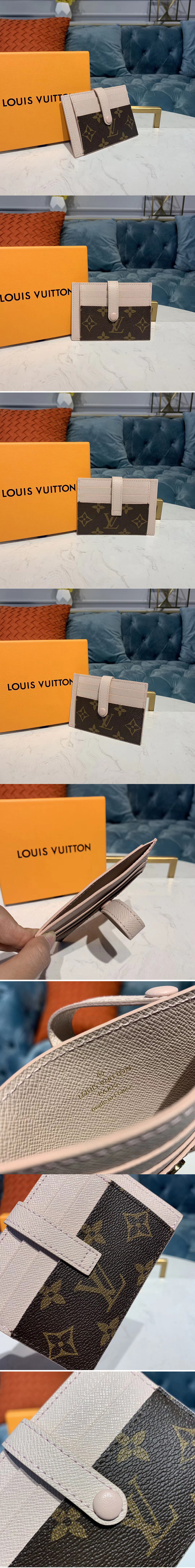 Replica Louis Vuitton M61730 LV Card Holder Wallet Monogram Canvas And Beige Calf Leather