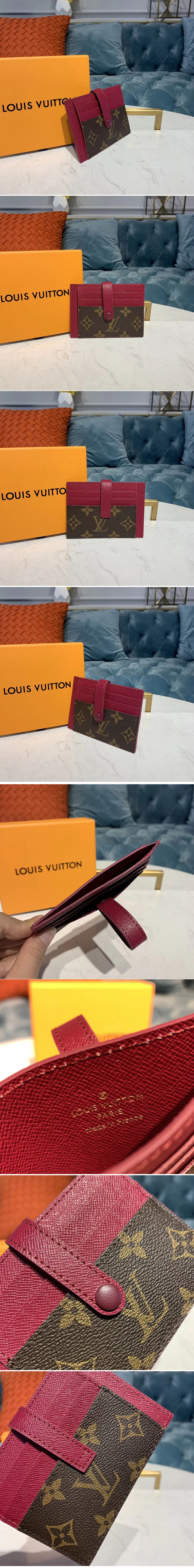 Replica Louis Vuitton M61730 LV Card Holder Wallet Monogram Canvas And Red Calf Leather