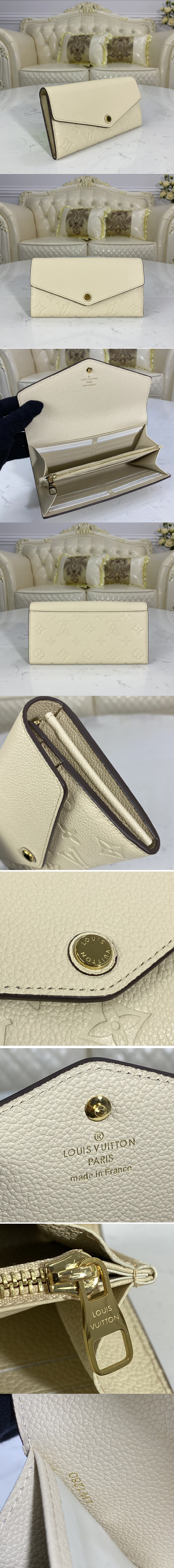 Replica Louis Vuitton M64081 LV Sarah wallet in Creme off-white Monogram Empreinte leather