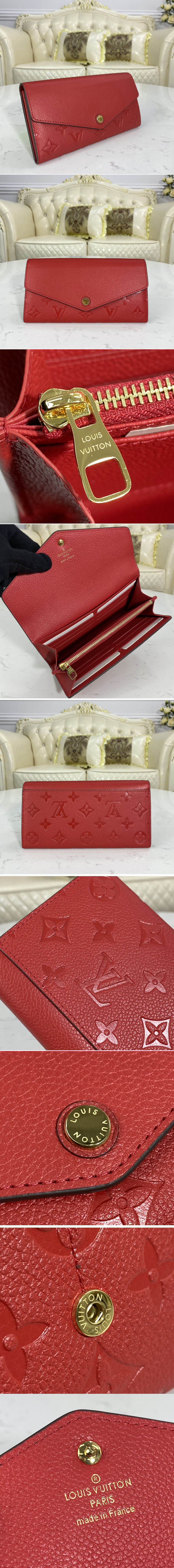 Replica Louis Vuitton M63690 LV Sarah wallet in Scarlet Red Monogram Empreinte leather