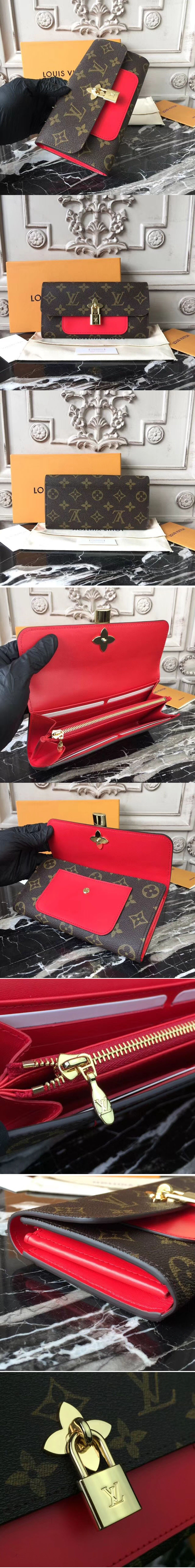 Replica Louis Vuitton M62566 Flower Lock Monogram Canvas Wallet Red