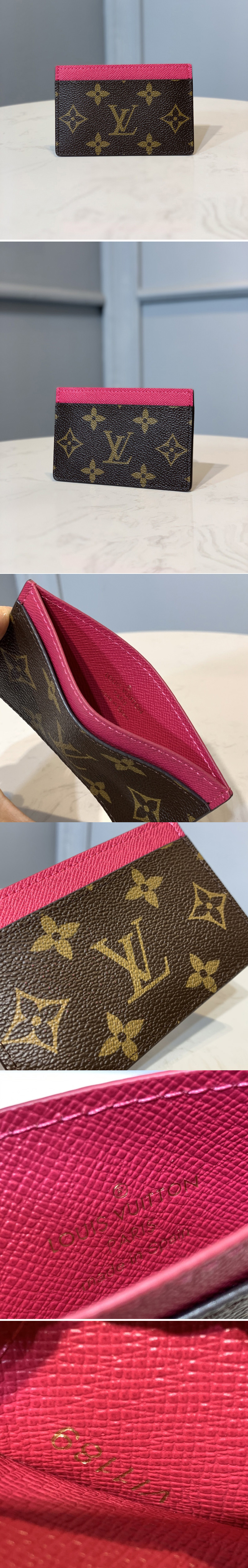 Replica Louis Vuitton M60703 LV Card Holder in Pink Monogram Canvas