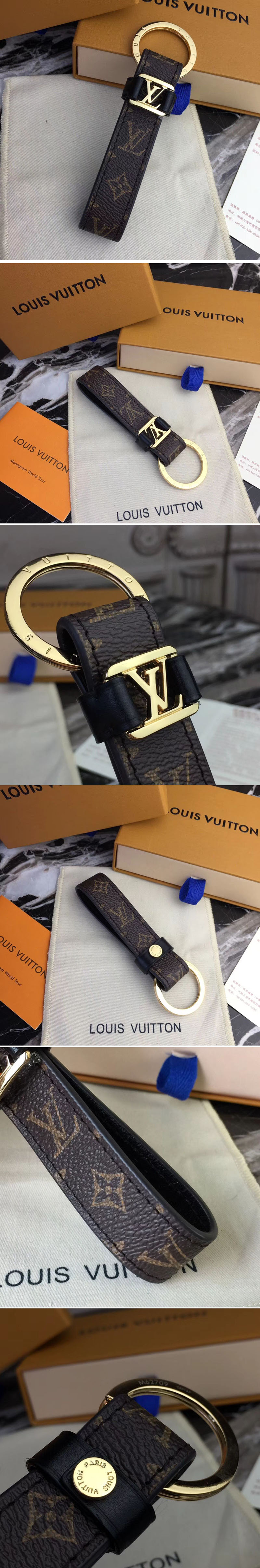 Replica Louis Vuitton M62709 LV Dragonne Key Holder Monogram Canvas Gold Hardware