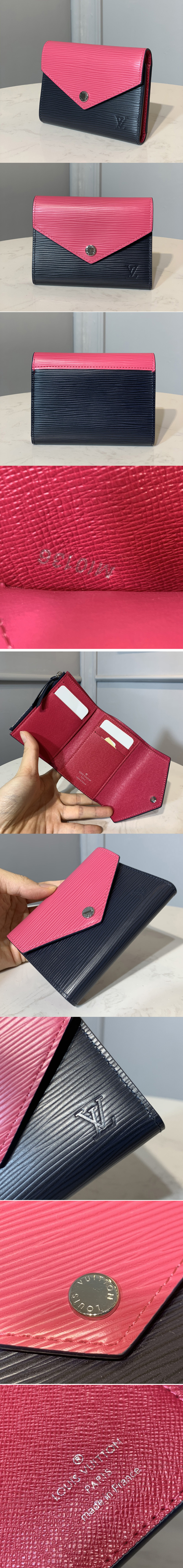 Replica Louis Vuitton M62204 LV Victorine wallet in Indigo Blue / Hot Pink Epi Leather