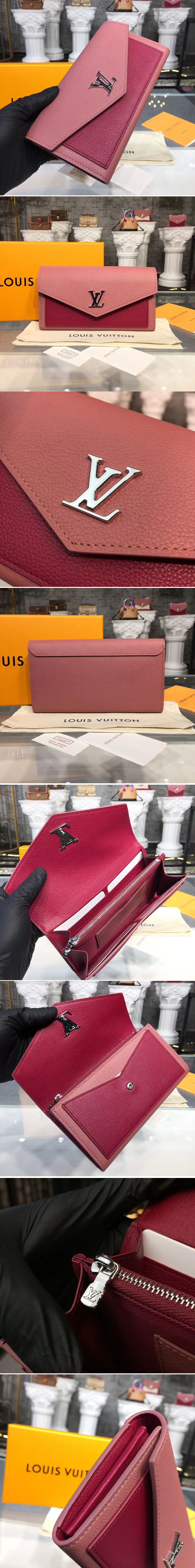 Replica Louis Vuitton M62987 LV Mylockme Wallet Calf Leather Rosy/Pink