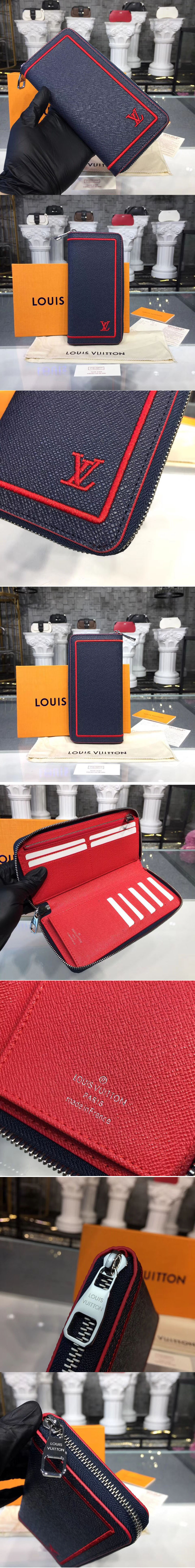 Replica Louis Vuitton M63434 LV Brazza Wallet Taiga Leather Bleu marine