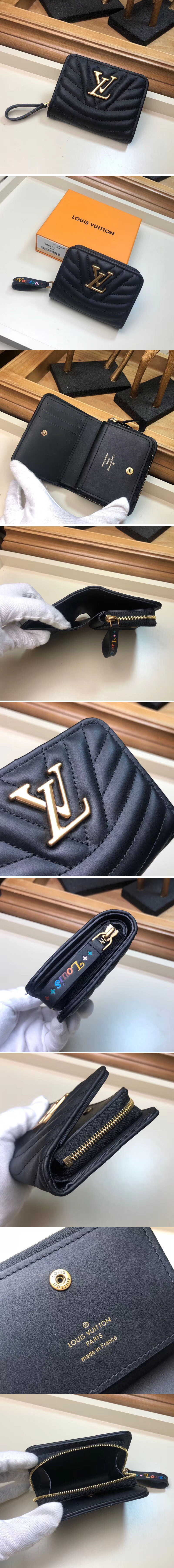 Replica Louis Vuitton M63789 LV New Wave Zipped Compact Wallet Black