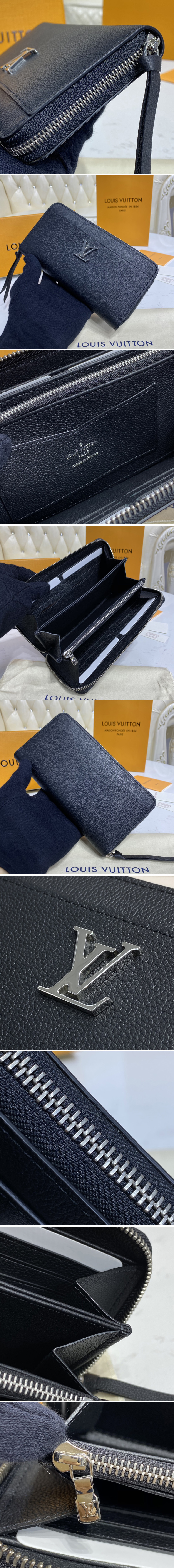 Replica Louis Vuitton M62622 LV Lockme Zippy wallet in Black Calf leather