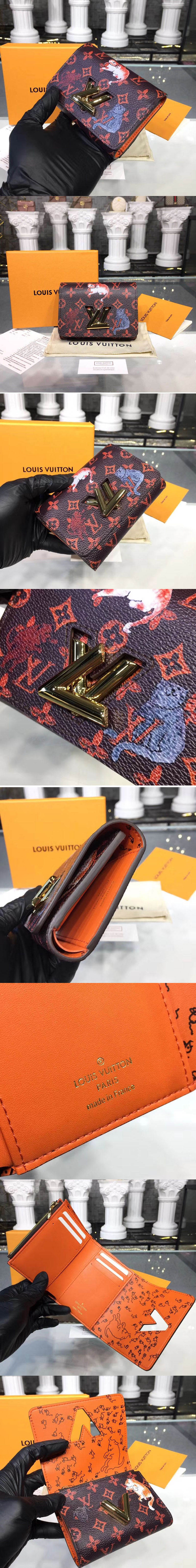 Replica Louis Vuitton M63889 LV Transformed historic Monogram canvas Twist Compact Wallet Red