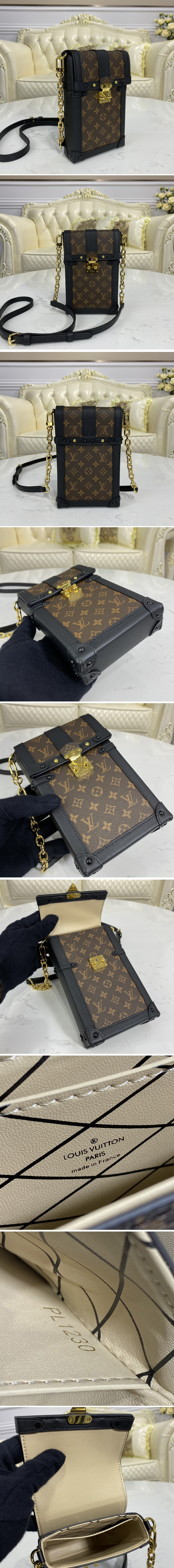 Replica Louis Vuitton M63913 LV Pochette Trunk Verticale Monogram coated canvas and calf leather