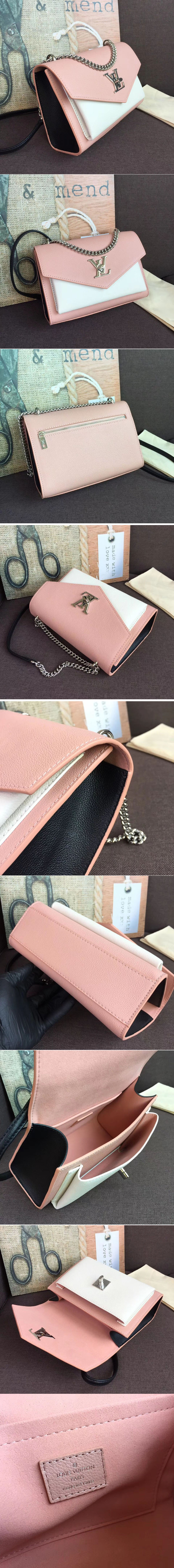 Replica Louis Vuitton M52777 LV Soft Calfskin Mylockme BB Bags Pink