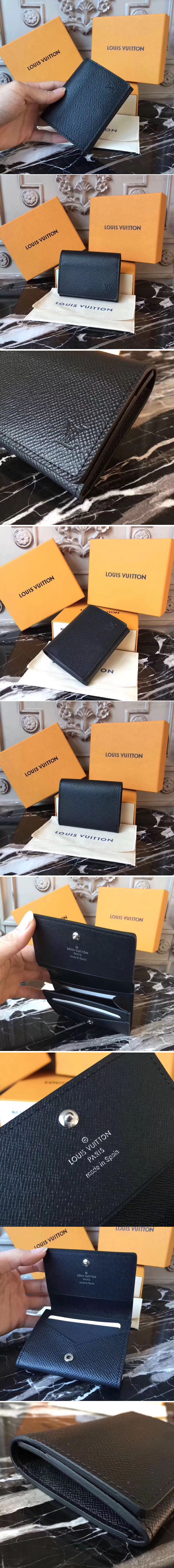 Replica Louis Vuitton M64021 LV Enveloppe Carte de Visite Wallets Taiga leather Black