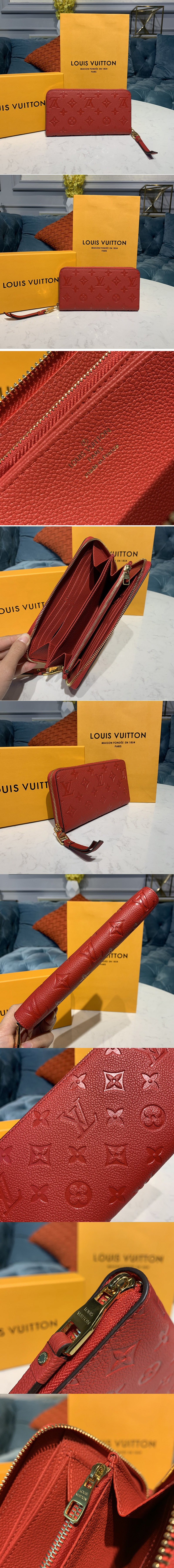 Replica Louis Vuitton M63691 LV Zippy wallet Red Monogram Empreinte Leather