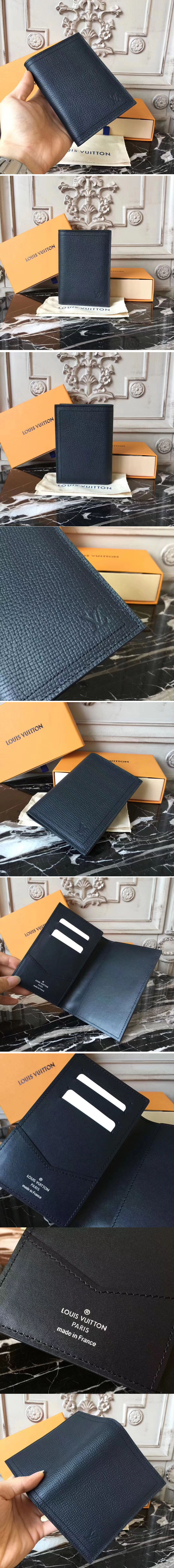 Replica Louis Vuitton M64137 Passport Cover Utah Leather Wallets Blue