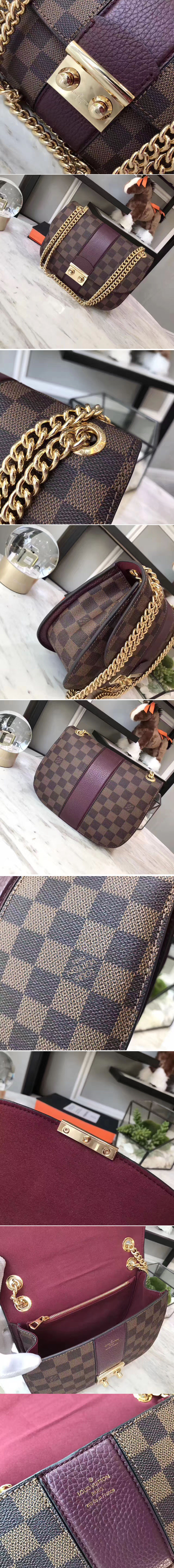 Replica Louis Vuitton N64418 Damier Ebene Canvas Wight Bags Bordeaux 