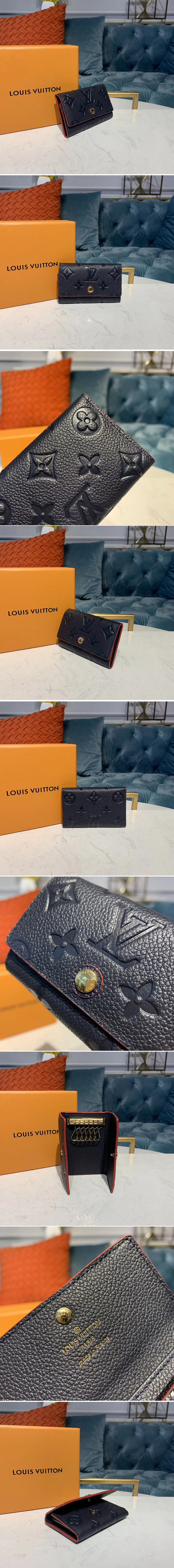 Replica Louis Vuitton M63708 LV 6-Key Holder Navy Blue Monogram Empreinte leather