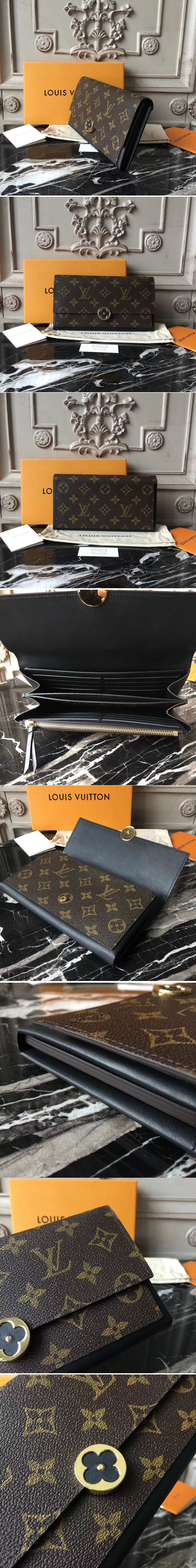 Replica Louis Vuitton M64585 Flore Monogram Canvas Wallet Black