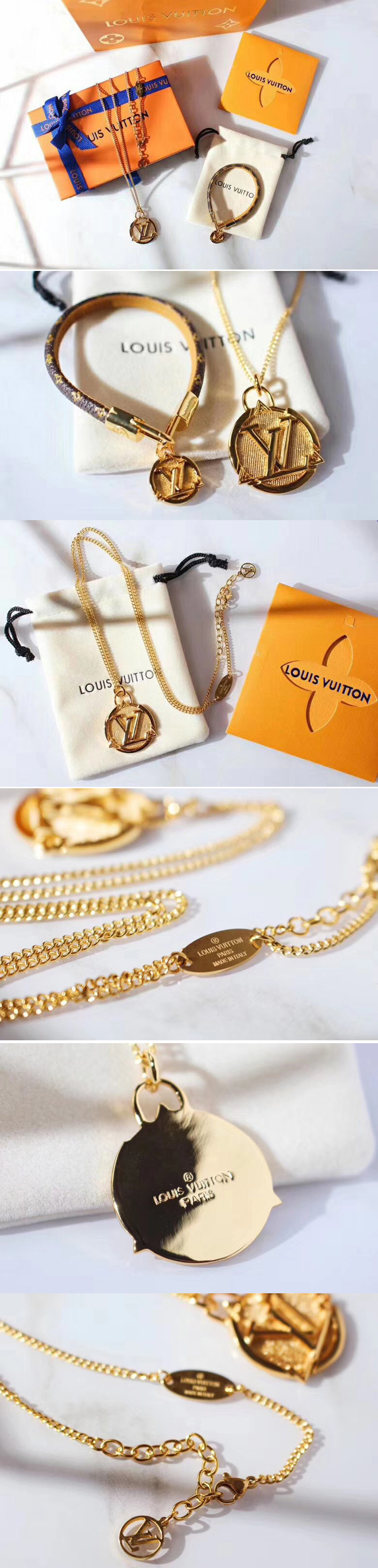 Replica Louis Vuitton M6572F Lvxlol LV Diamond Bracelet and Necklace