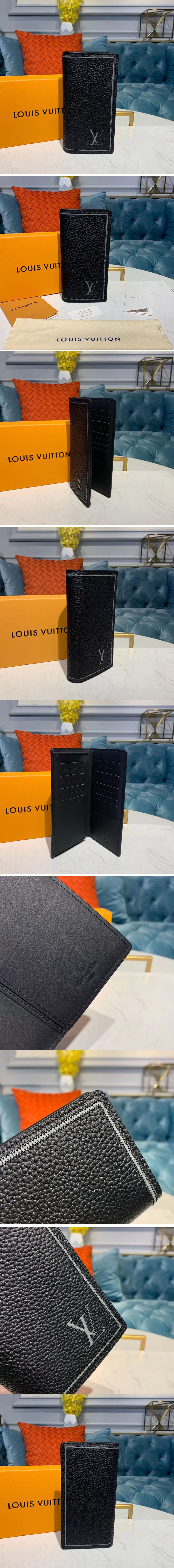 Replica Louis Vuitton M66540 LV Brazza Wallets Black Taurillon leather