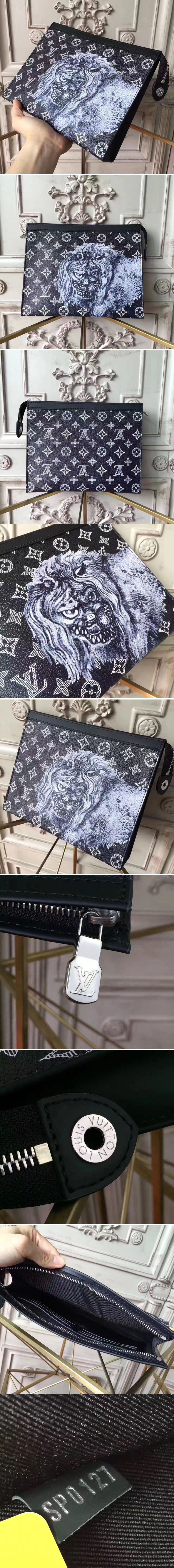 Replica Louis Vuitton M66639 Monogram Canvas Lion Pochette Voyage MM 