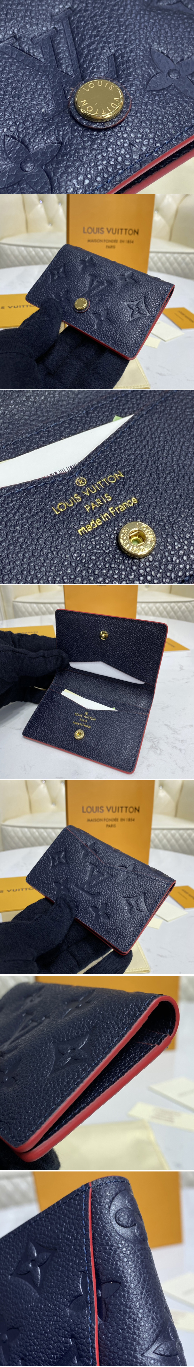 Replica Louis Vuitton M67263 LV Multicartes card holder in Navy Blue/Red Monogram Empreinte leather