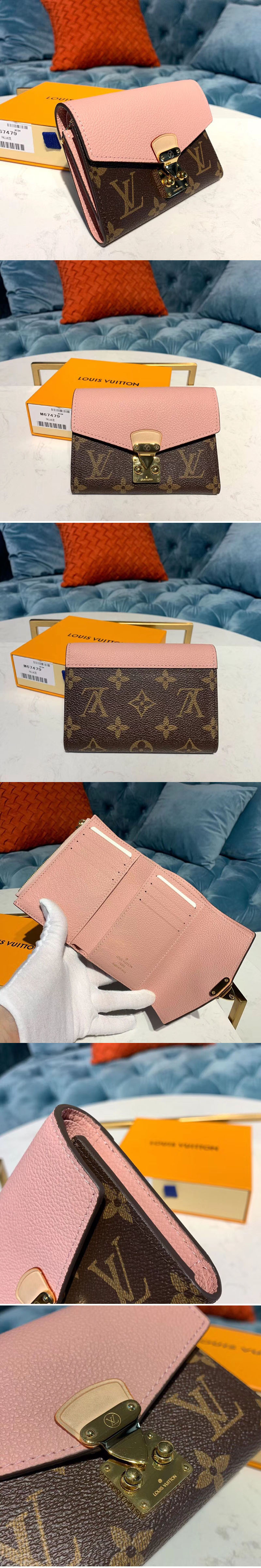 Replica Louis Vuitton M67478 LV Pallas Compact Wallet Monogram Canvas And Pink Calf Leather