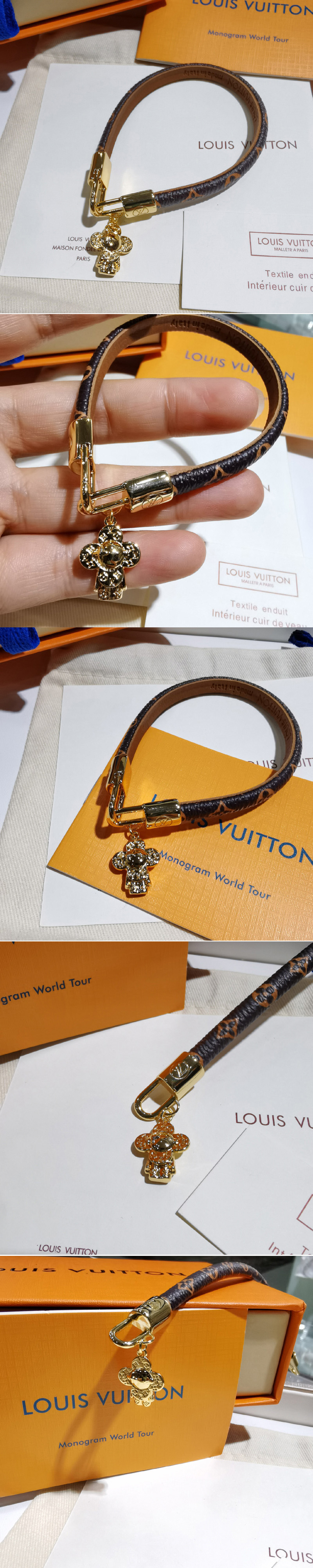 Replica Louis Vuitton M6773E LV Vivienne bracelet in Monogram canvas