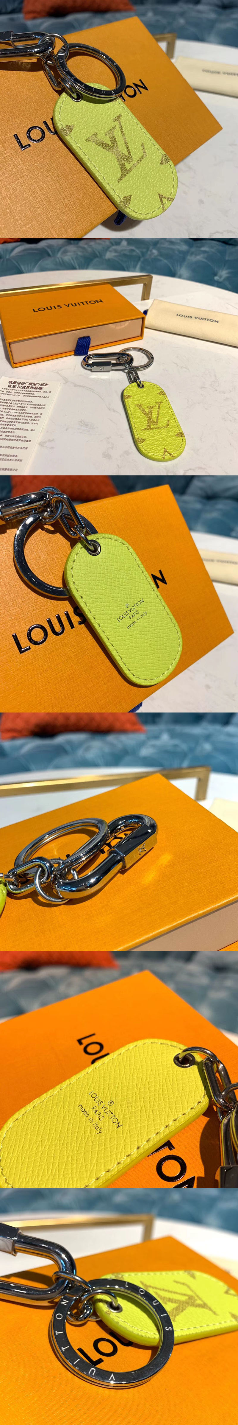 Replica Louis Vuitton M67780 LV Military Tab charm and key holder Yellow Monogram canvas