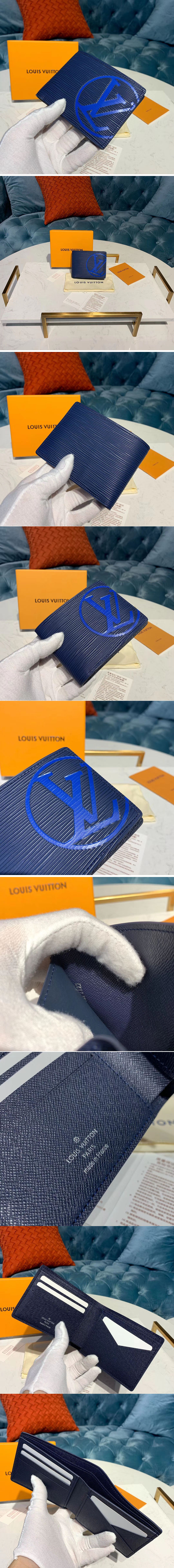 Replica Louis Vuitton M67907 LV Multiple Wallet Blue Epi Leather