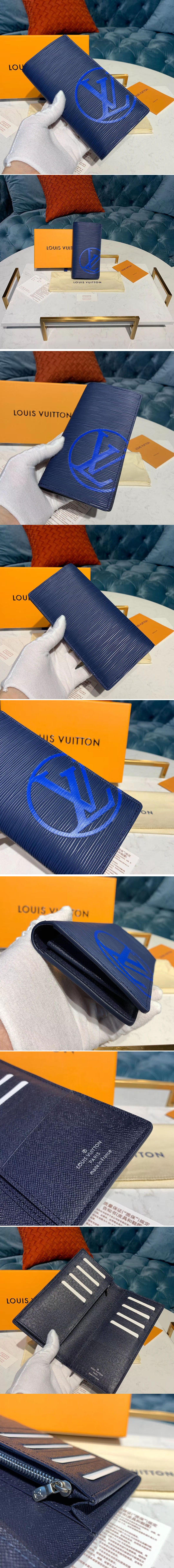 Replica Louis Vuitton M67911 LV Brazza Wallet Blue Epi Leather