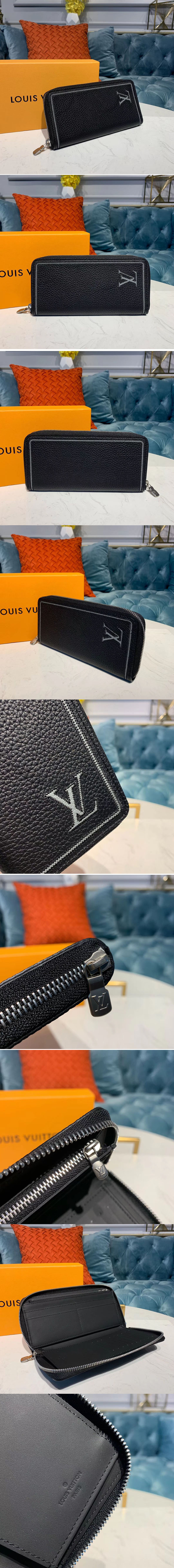 Replica Louis Vuitton M68228 LV Zippy Vertical Wallet Black Taurillon leather