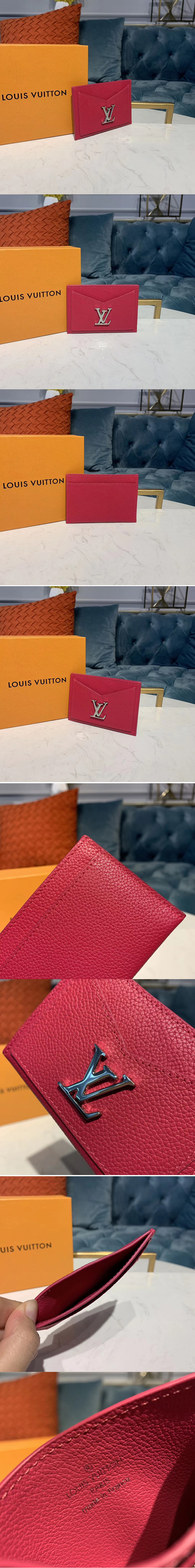 Replica Louis Vuitton M68555 LV Lockme card holder Hot Pink Calf leather