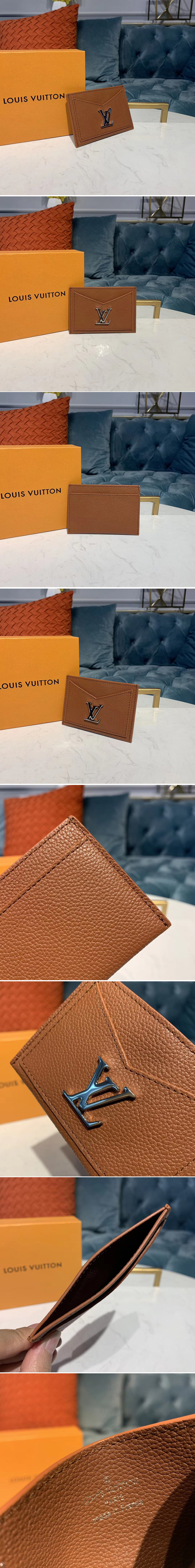 Replica Louis Vuitton M68611 LV Lockme card holder Brown Calf leather