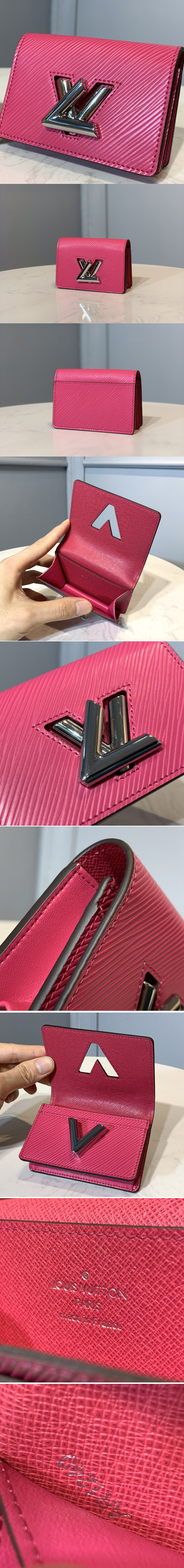 Replica Louis Vuitton M68757 LV Twist Multicartes Wallet in Rose Epi leather