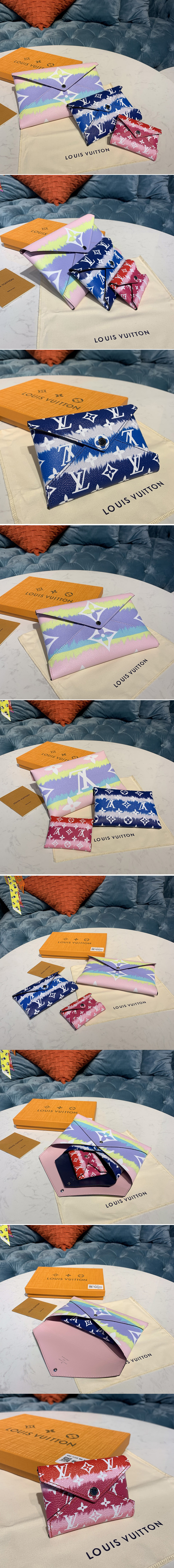 Replica Louis Vuitton M69119 LV Escale Pochette Kirigami In Pastel / Blue / Red Monogram Canvas