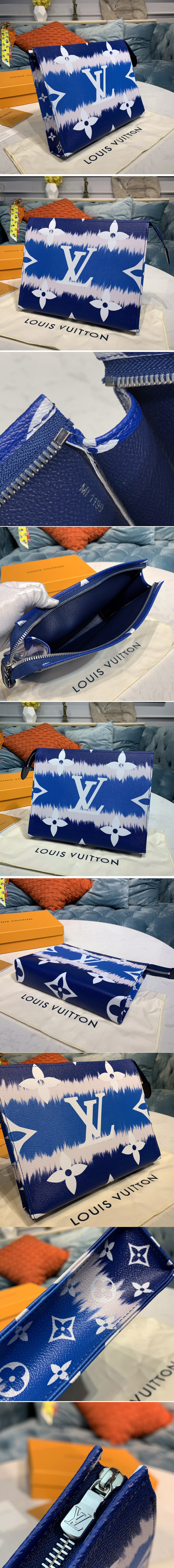 Replica Louis Vuitton M69136 LV Escale Poche Toilette 26 Bag in Blue Monogram Canvas