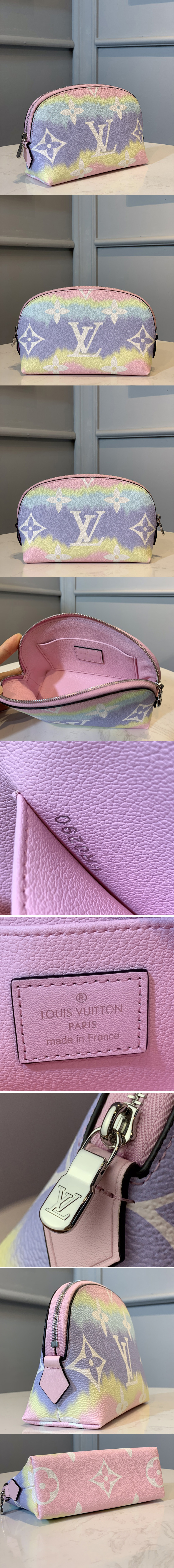 Replica Louis Vuitton M69139 LV Escale Pochette Cosmetique Bag In Pink Monogram Canvas