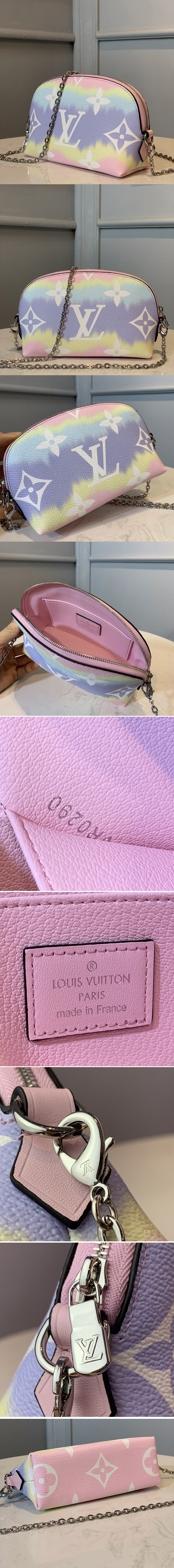 Replica Louis Vuitton M69139 LV Escale Pochette Cosmetique Chain Bag In Pink Monogram Canvas