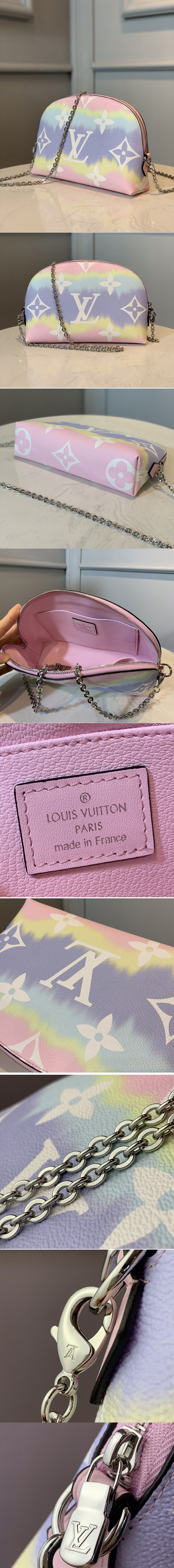 Replica Louis Vuitton M69139 LV Escale Pochette Cosmetique Chain Bag In Pink Monogram Canvas