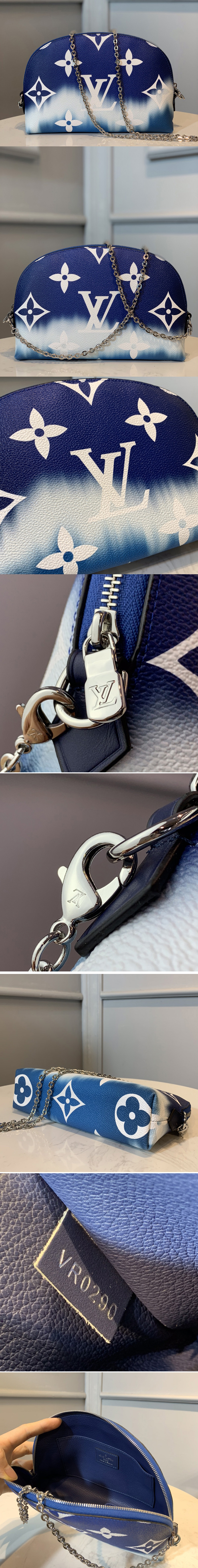 Replica Louis Vuitton M69138 LV Escale Pochette Cosmetique Chain Bag In Blue Monogram Canvas