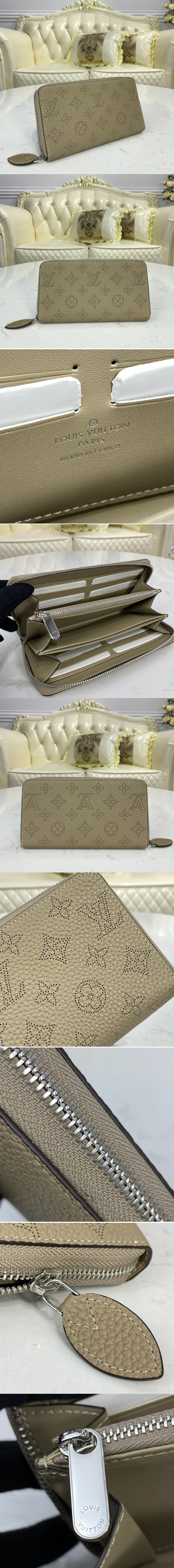 Replica Louis Vuitton M69215 LV Zippy wallet in Gray Mahina calf leather