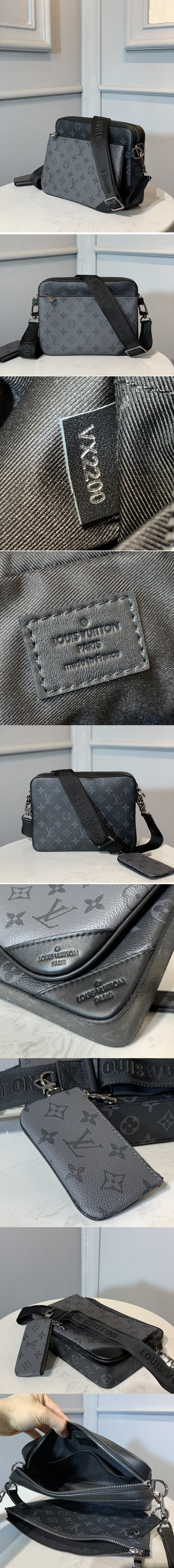 Replica Louis Vuitton M69443 LV Trio Messenger bag in Monogram Eclipse canvas