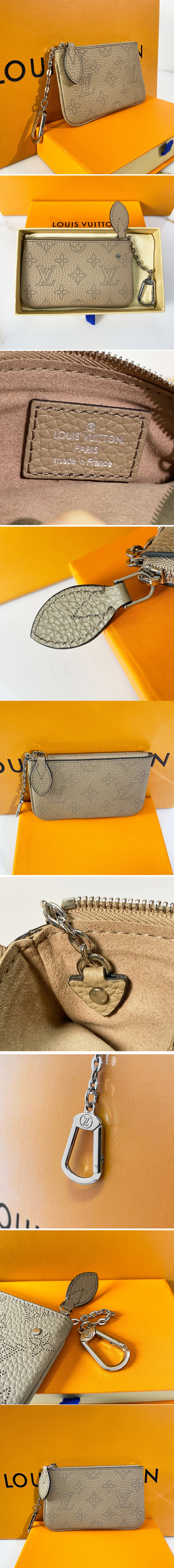 Replica Louis Vuitton M69532 LV Key Pouch In Gray Mahina leather